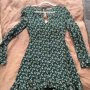 Reformation Green Floral Mini Dress
